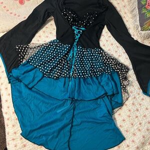 Black and Teal Polka Dot Corset Costume Dress